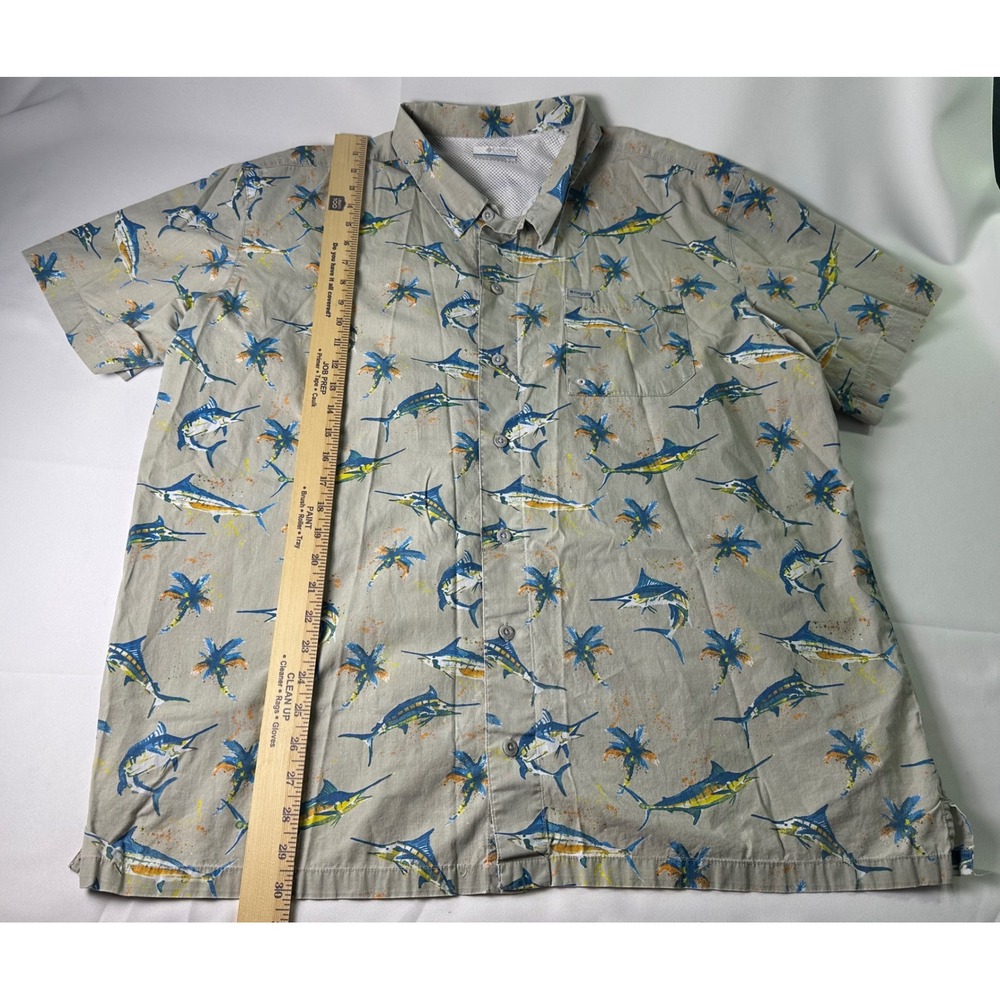 Columbia PFG Fishing Shirt Mens XL Marlin Palm Tree Button Up Casual - Picture 7 of 9